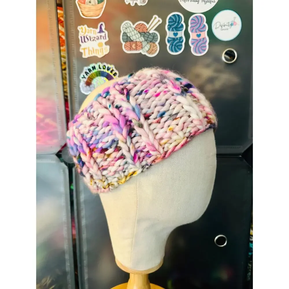 Hand Knit Merino Wool Headband: Scrappy Knit Earwarmer